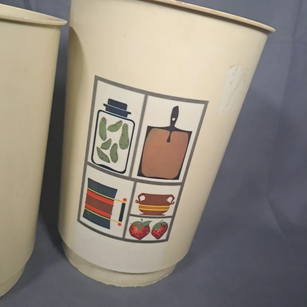 VTG Retro 70s Kitchen Plastic Nesting Canister Set No Lids Kitsch Decor